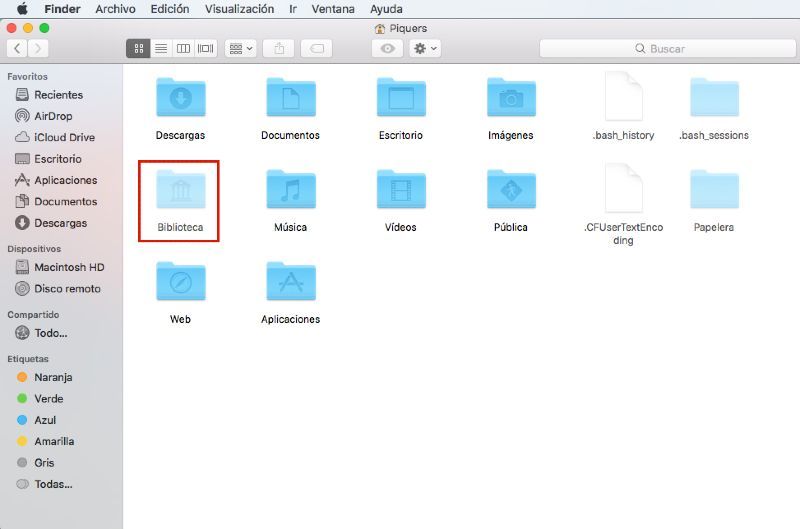Archivos ocultos de Finder